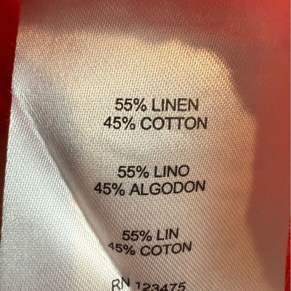 Ellen Tracy Red Linen Tunic Top M - Picture 5 of 9